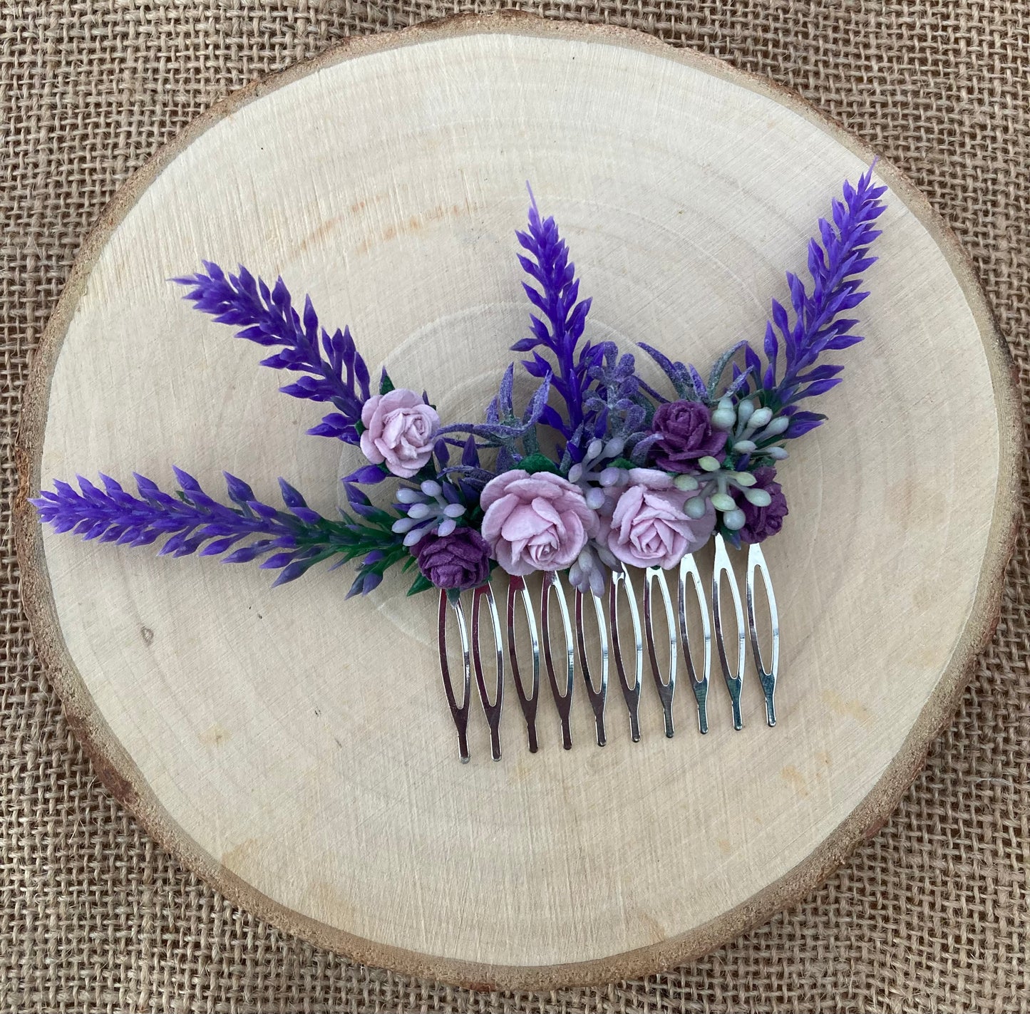 Lavender And Lilac Flower Hair Comb