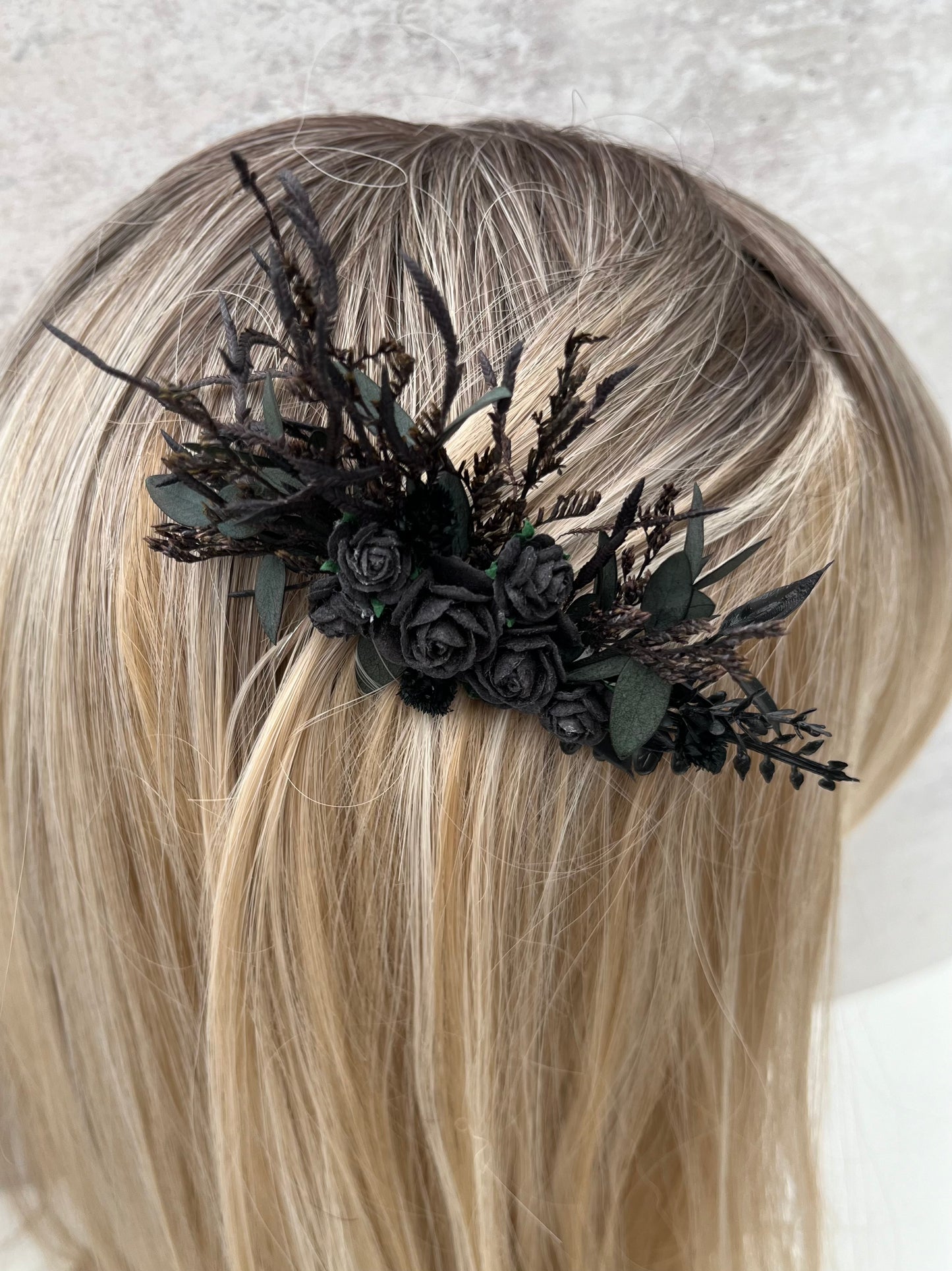 Gothic Black Flower Hair Comb