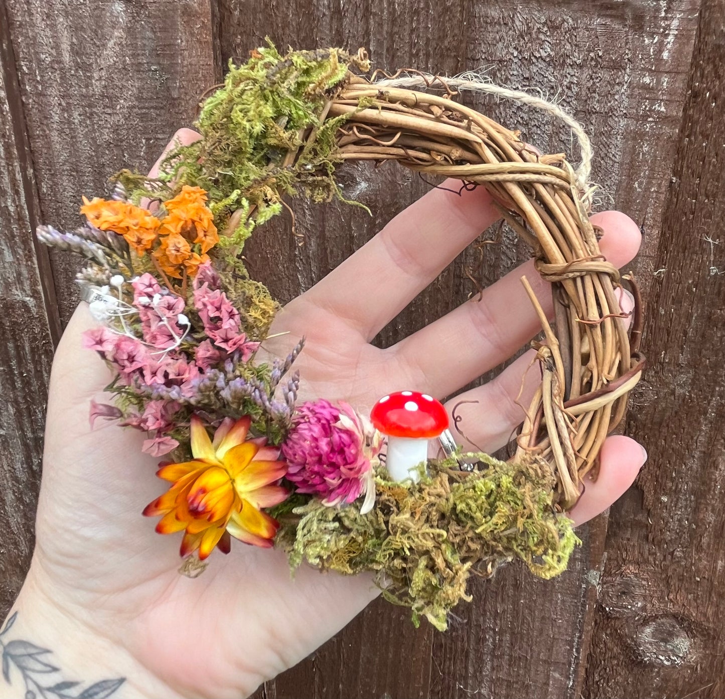 Mini Floral Toadstool Mushroom Wreath