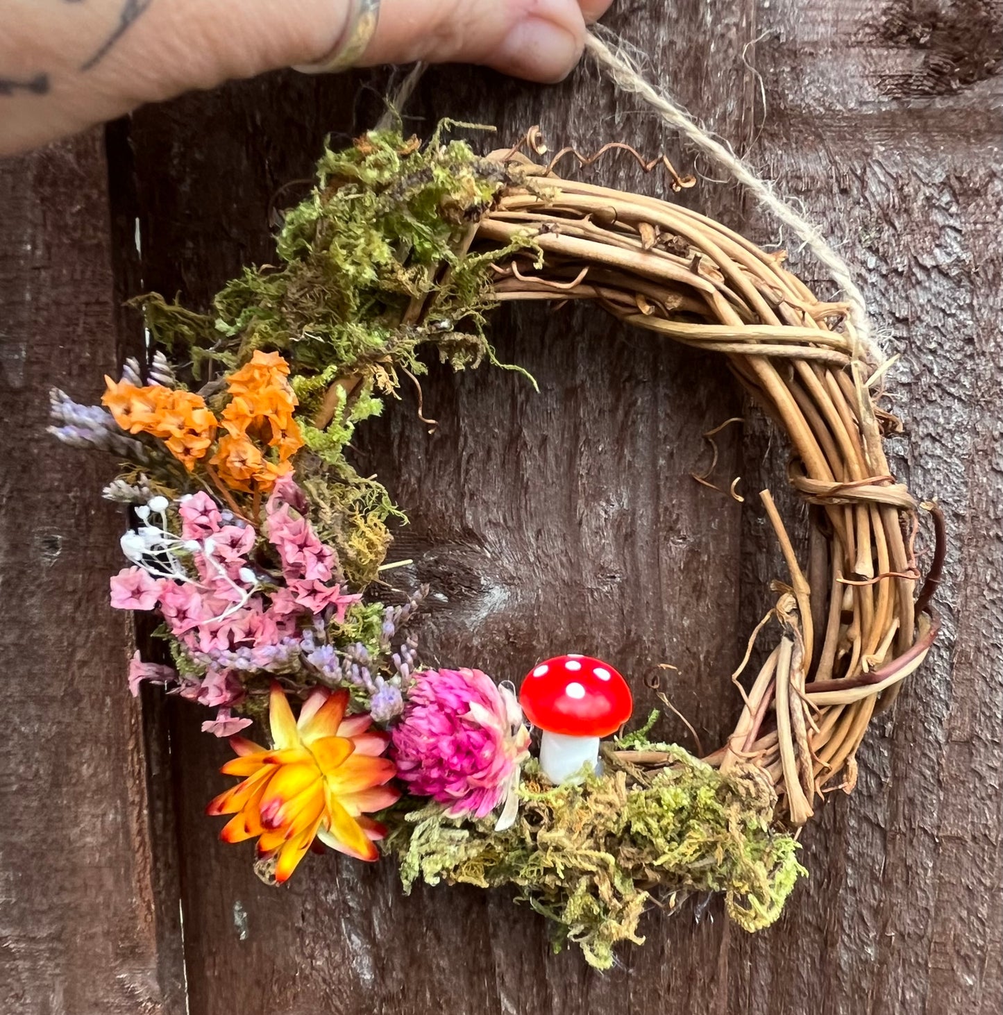 Mini Floral Toadstool Mushroom Wreath