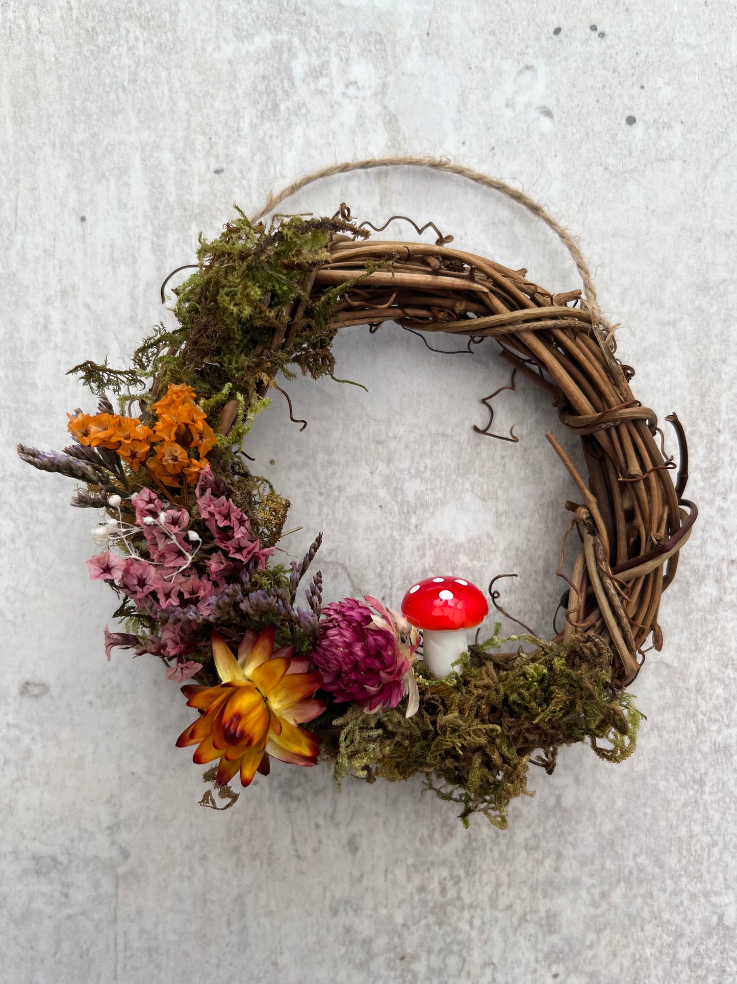 Mini Floral Toadstool Mushroom Wreath
