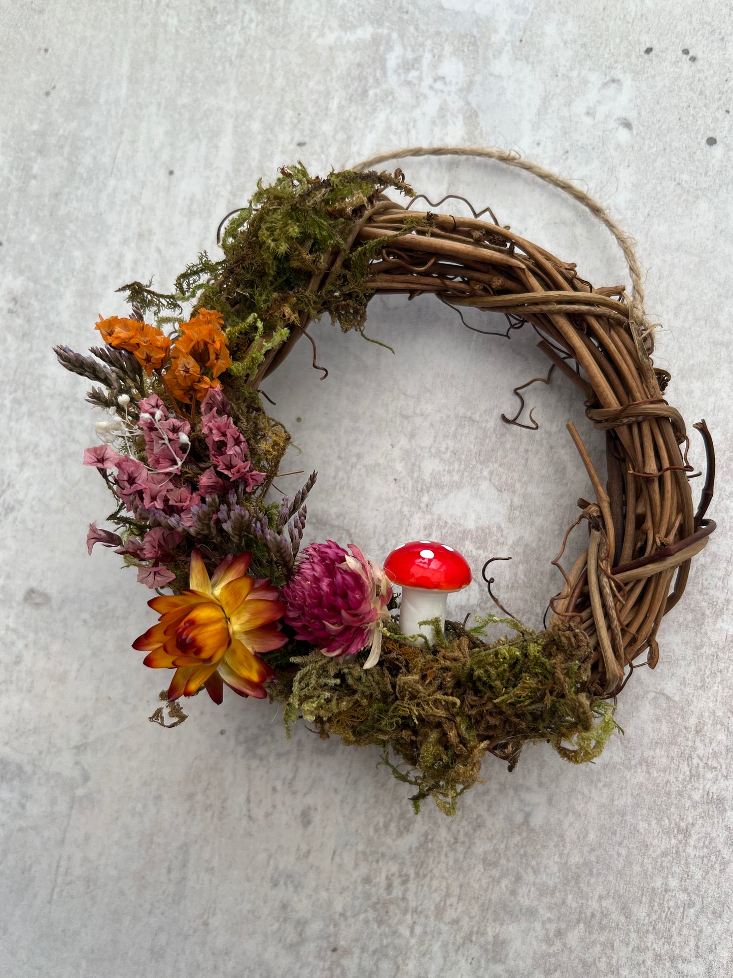 Mini Floral Toadstool Mushroom Wreath
