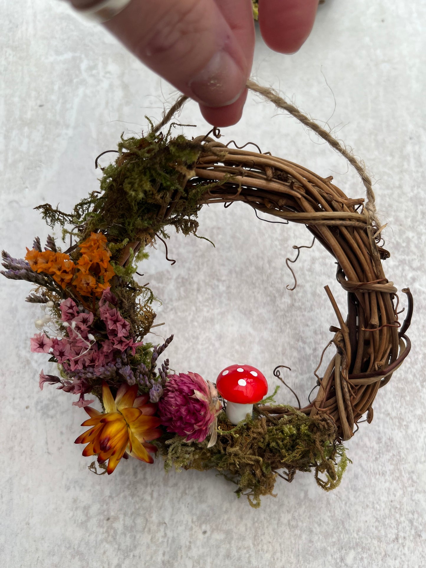 Mini Dried Flower Toadstool Wreath