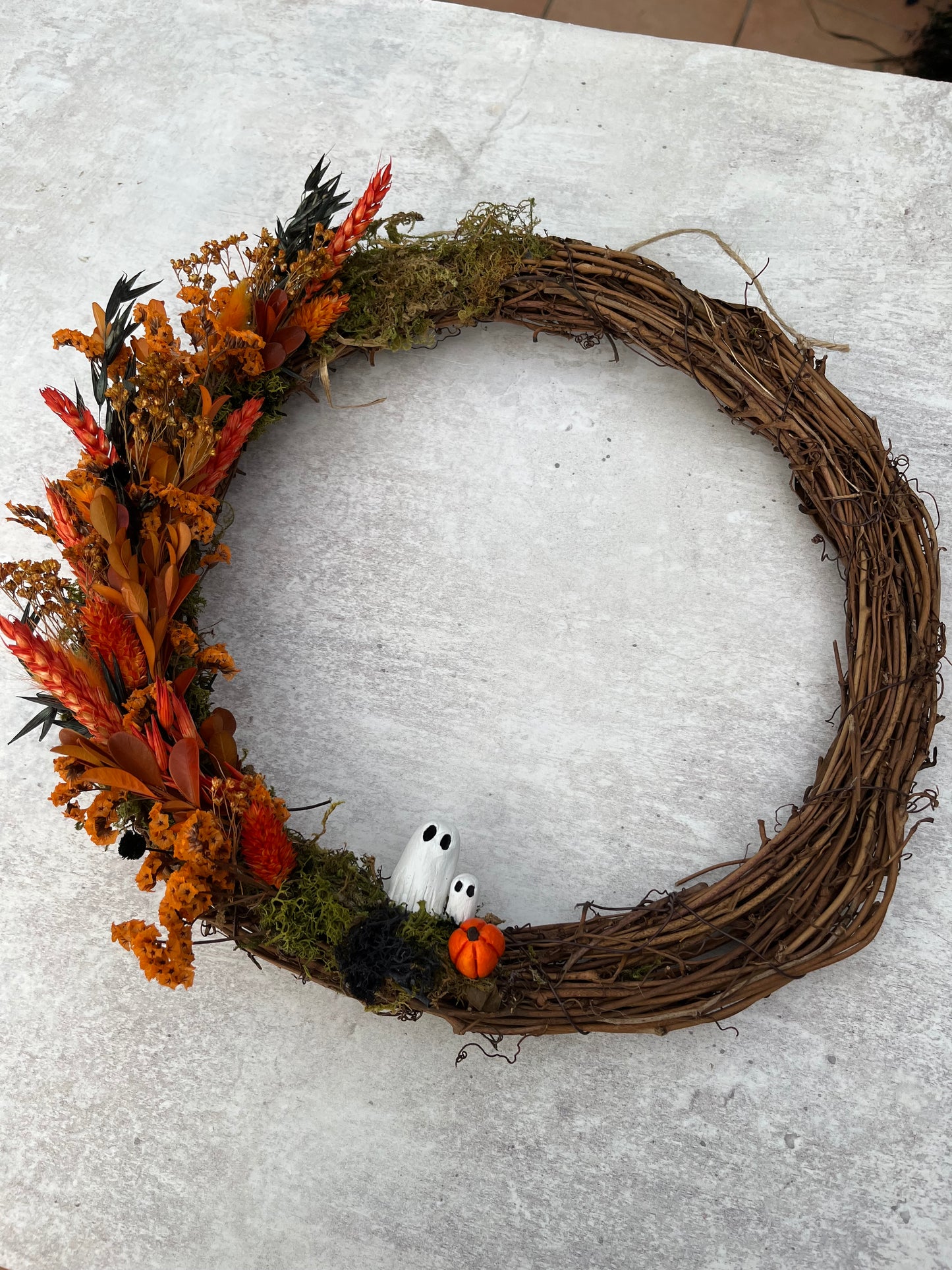 Large dried flower Halloween wreath