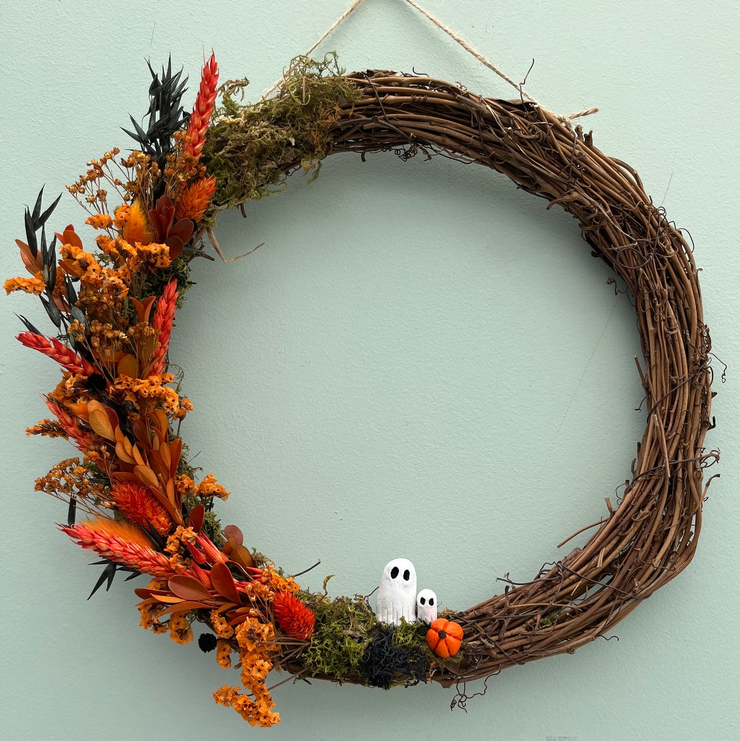 Large dried flower Halloween wreath