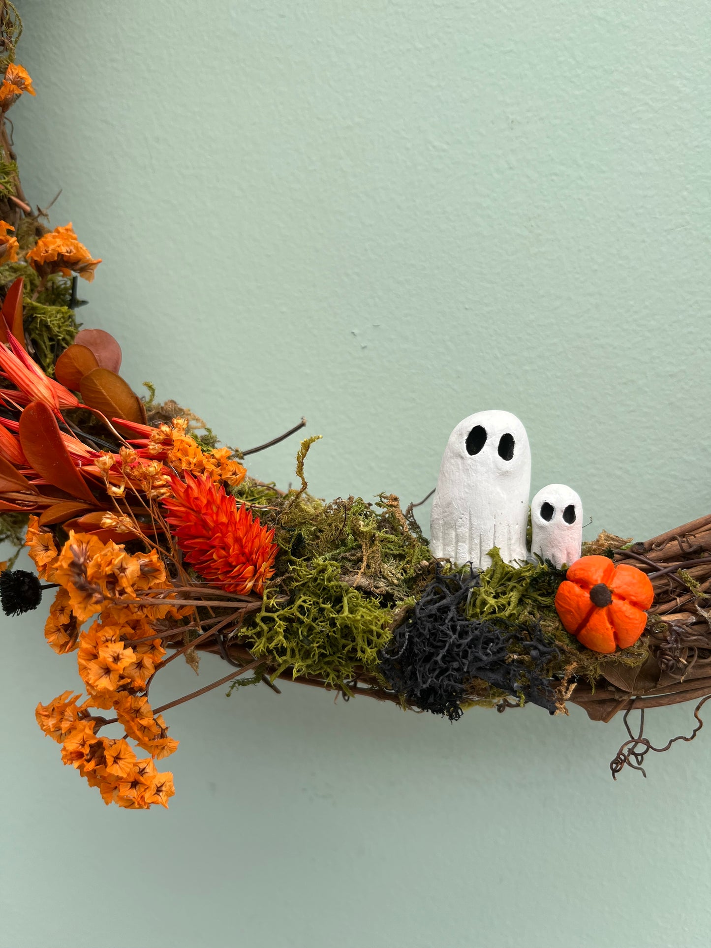 Large dried flower Halloween wreath