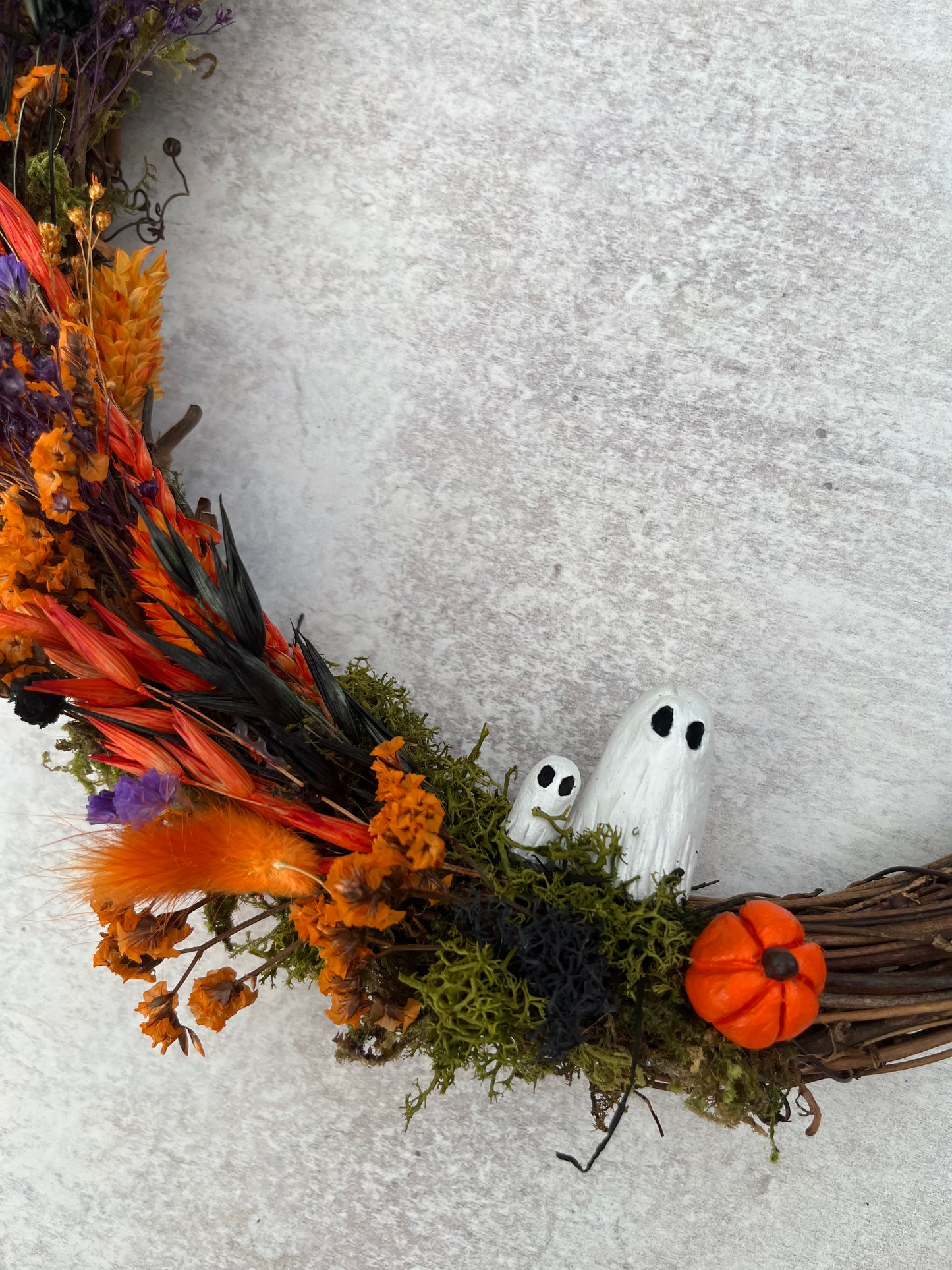 Large dried flower Halloween wreath