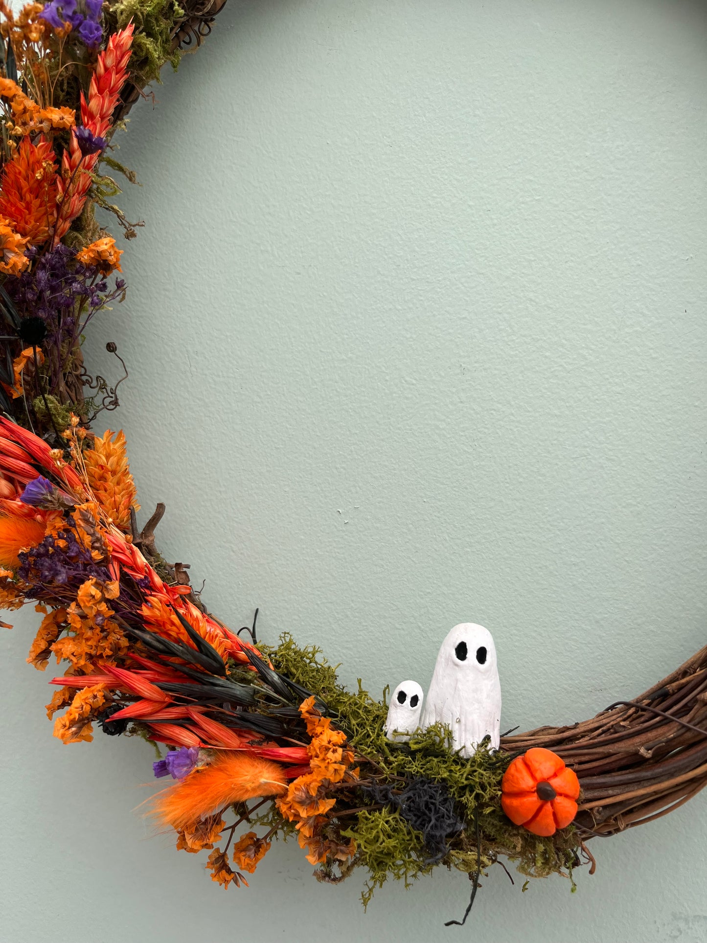 Large dried flower Halloween wreath