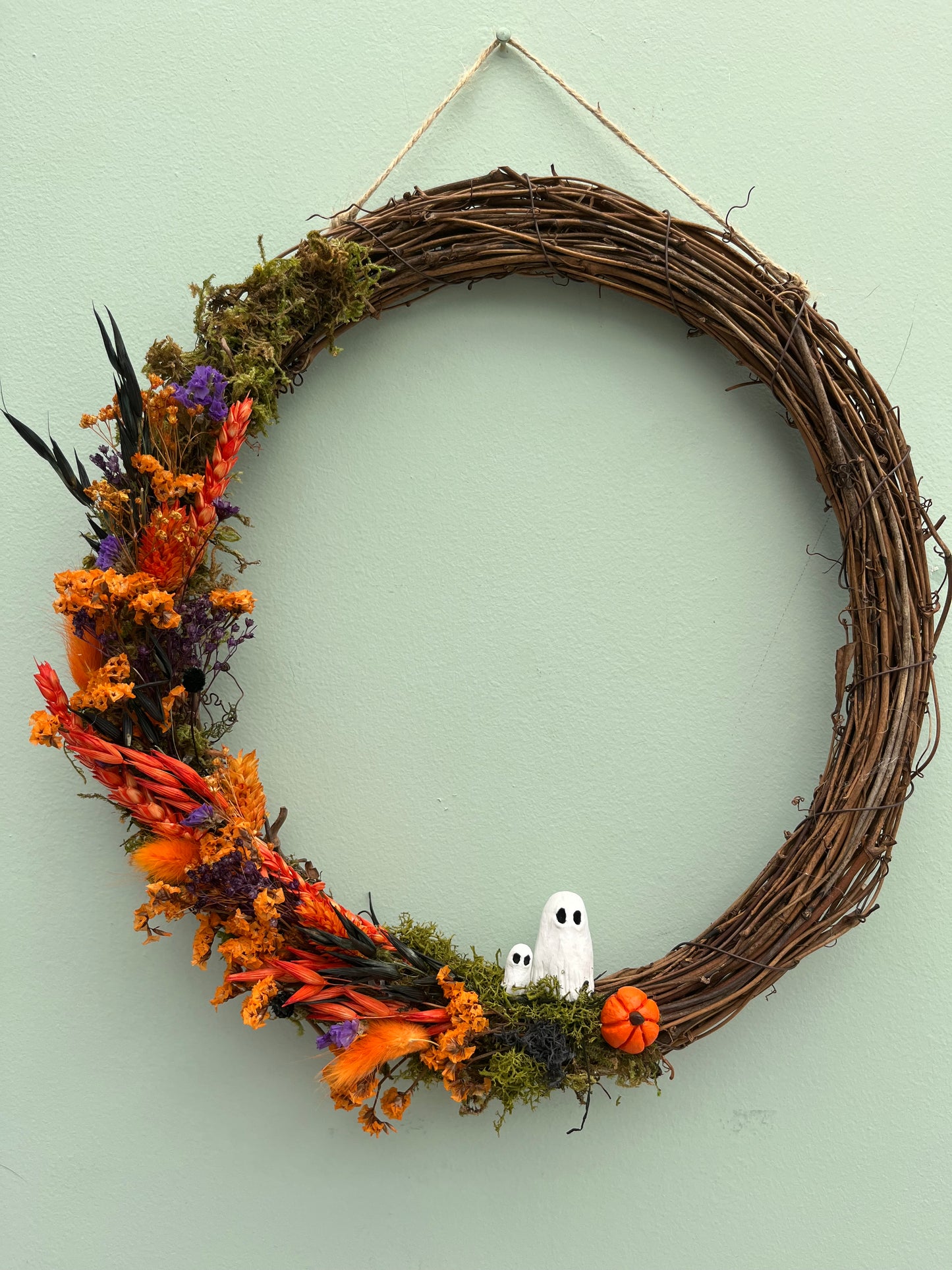 Large dried flower Halloween wreath