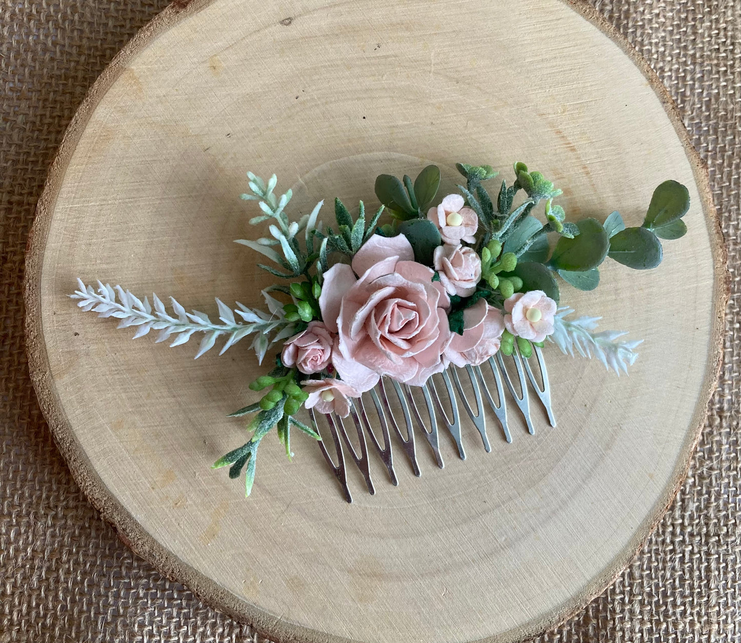 Blush Pink Flower Hair Comb