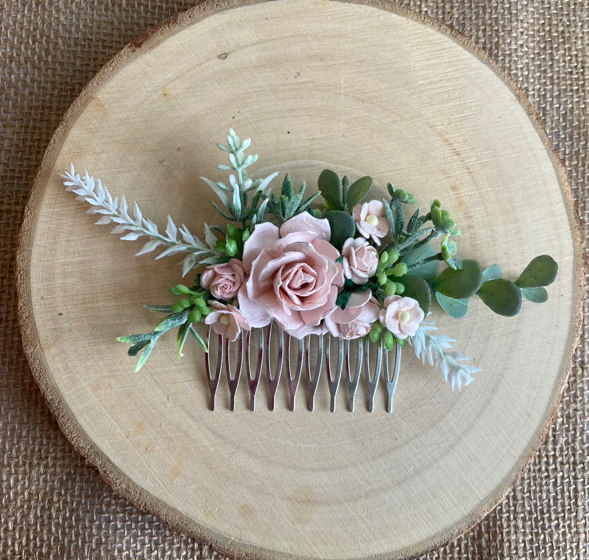 Blush pink wedding hair comb