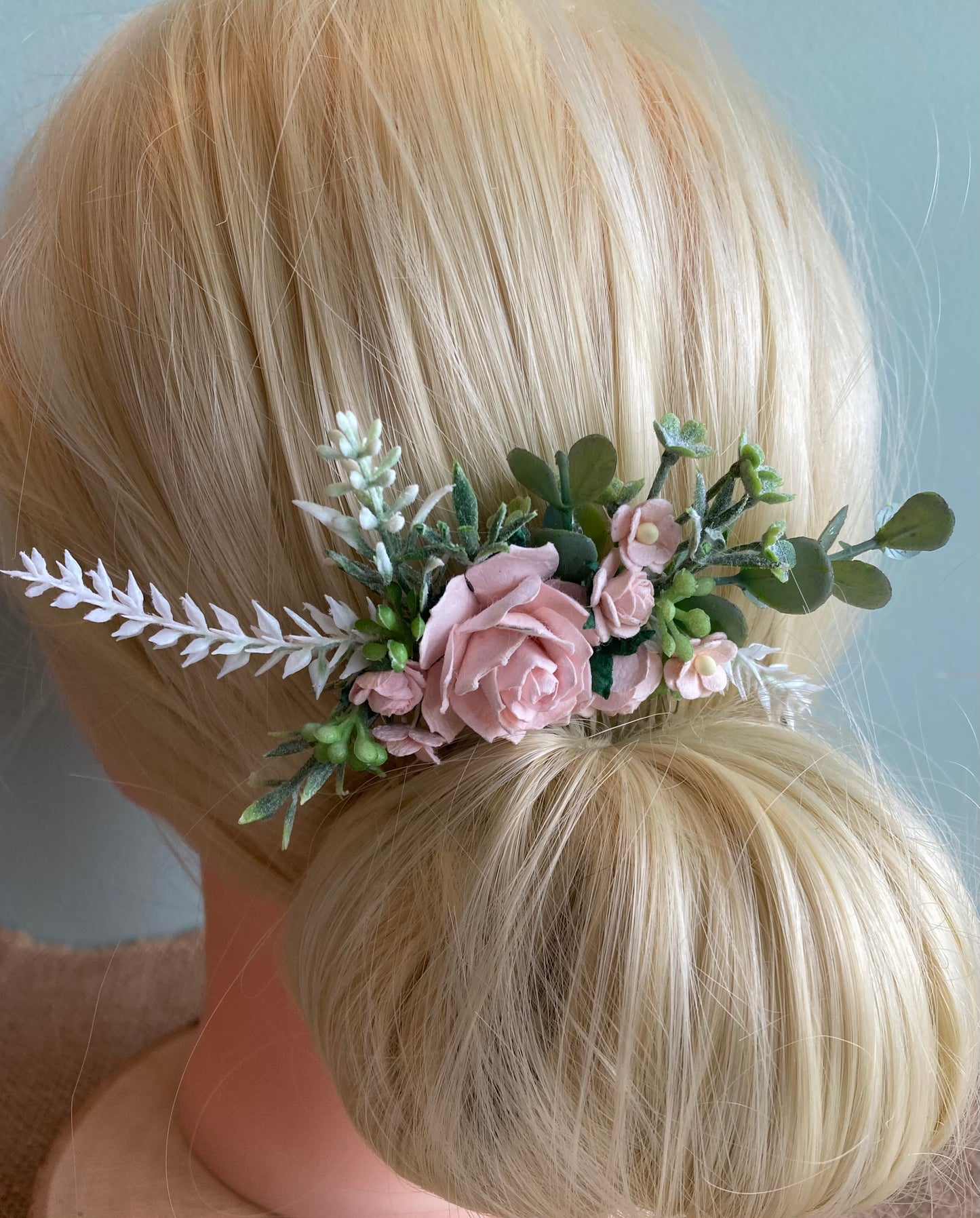 Blush Pink Flower Hair Comb