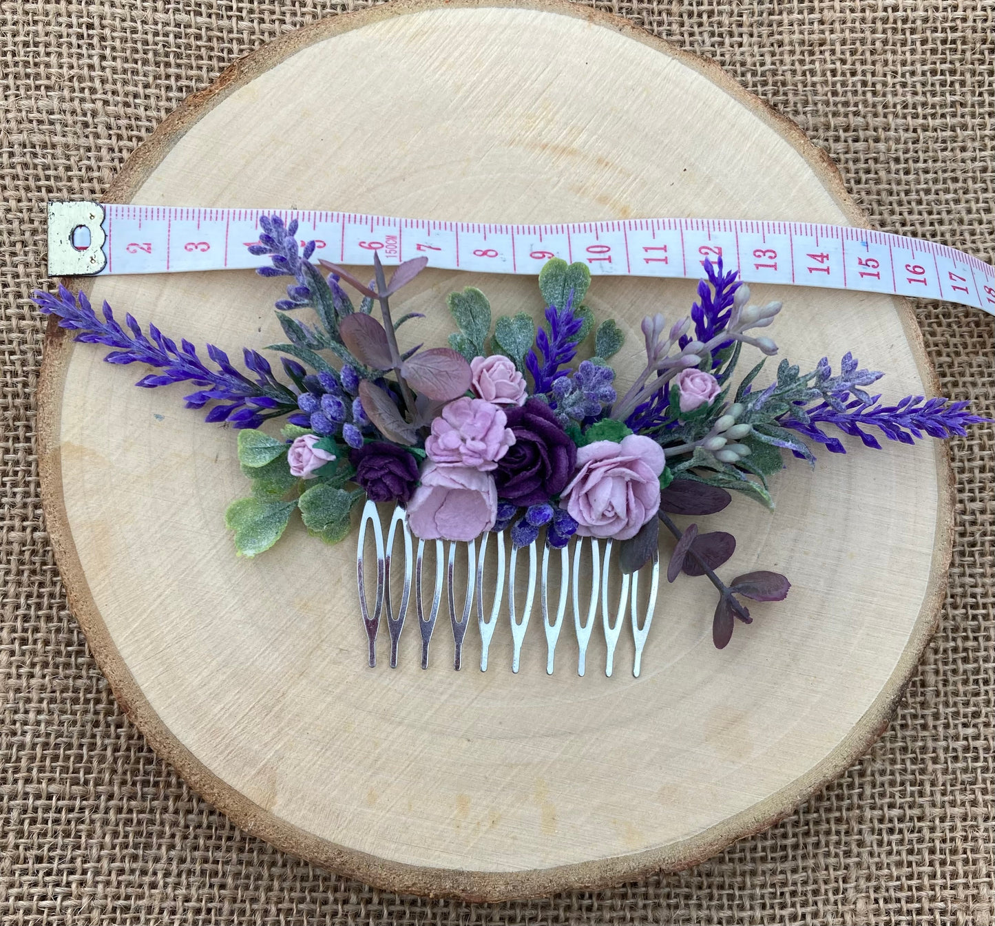 Purple And Lavender Flower Hair Comb