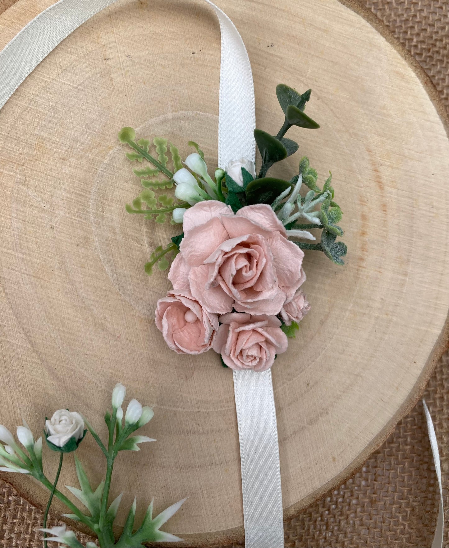 Blush Pink Wedding Prom Flower Wrist Corsage