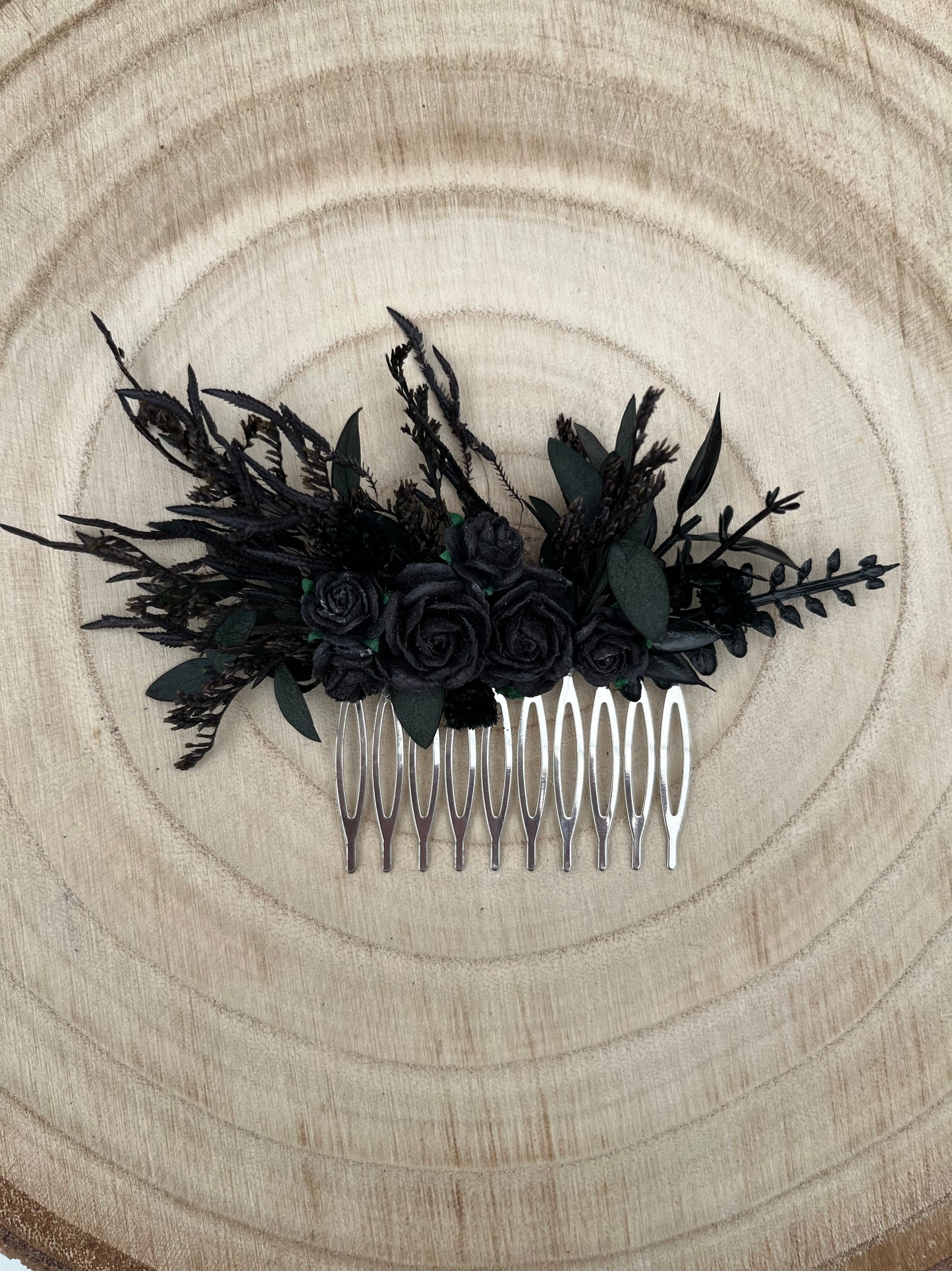 Gothic Black Flower Hair Comb