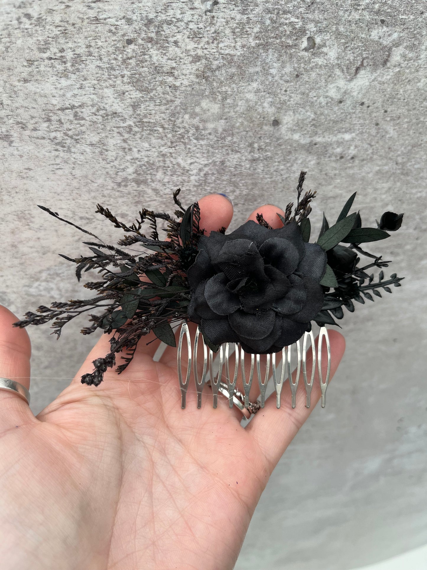 Gothic Black Flower Hairpiece