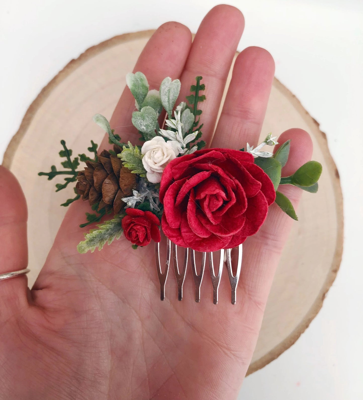 Christmas Flower Hair Comb