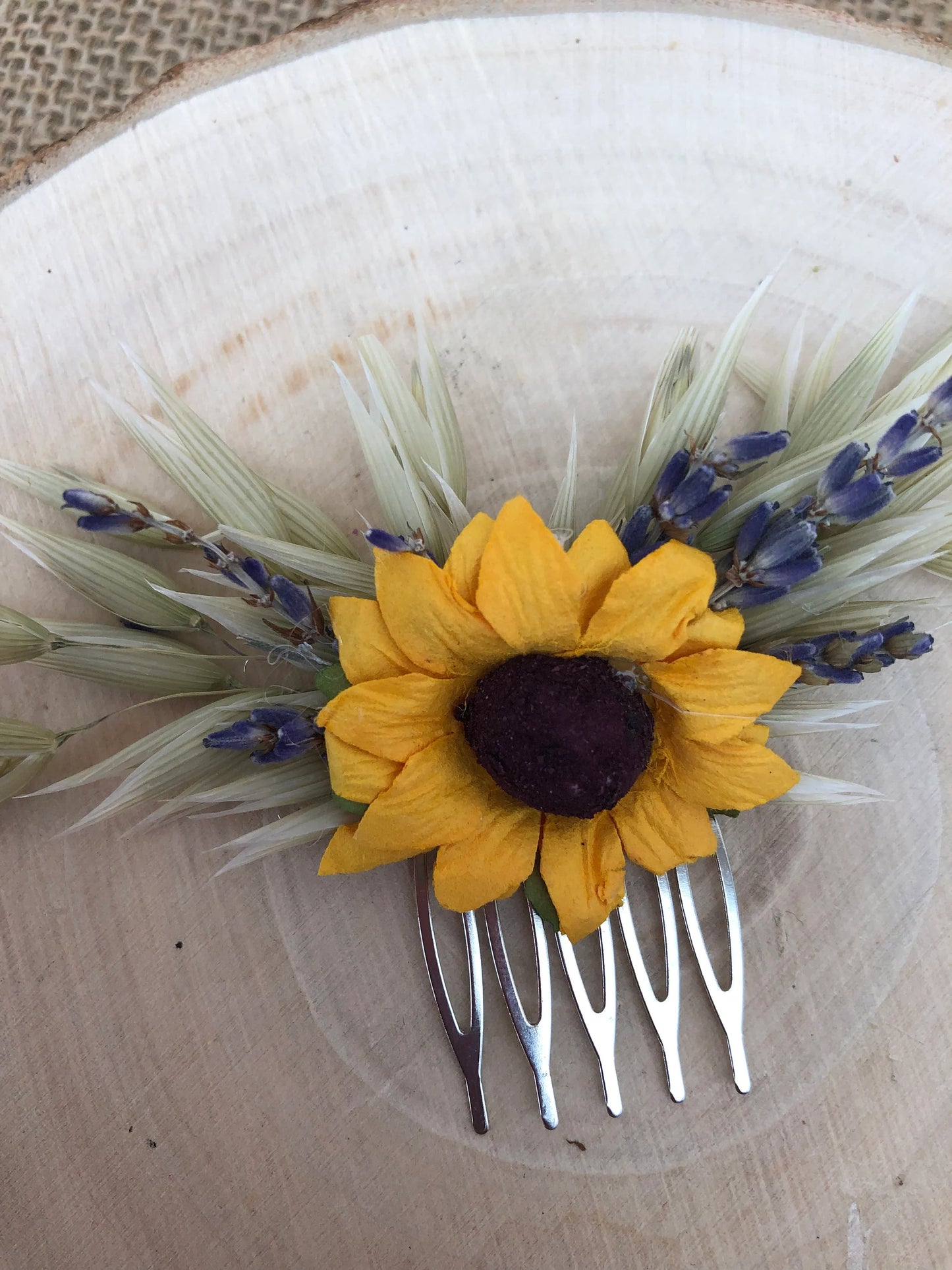 Sunflower & Dried Flowers Hair Comb