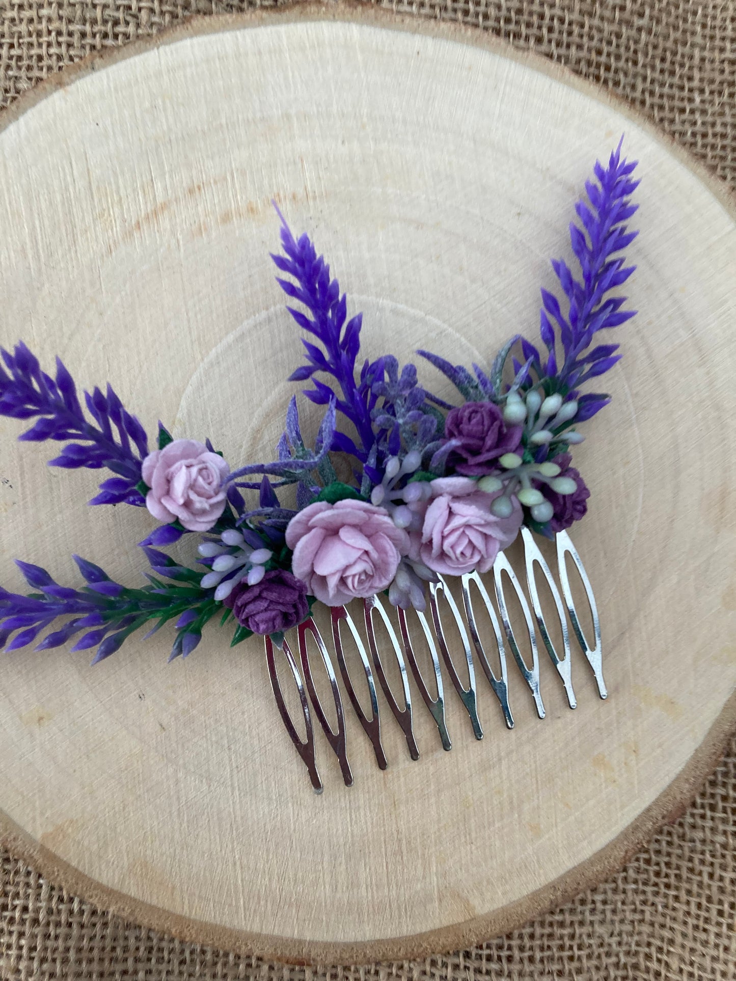 Lavender And Lilac Flower Hair Comb