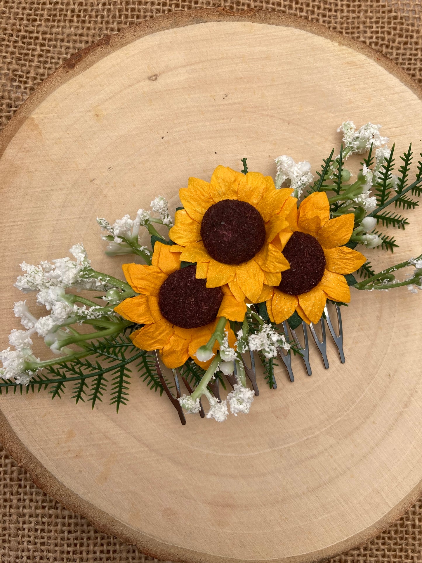 Sunflower and Gypsophila Hair Comb