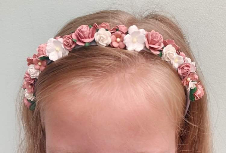 Dusky Pink and Ivory Flower Girl headband