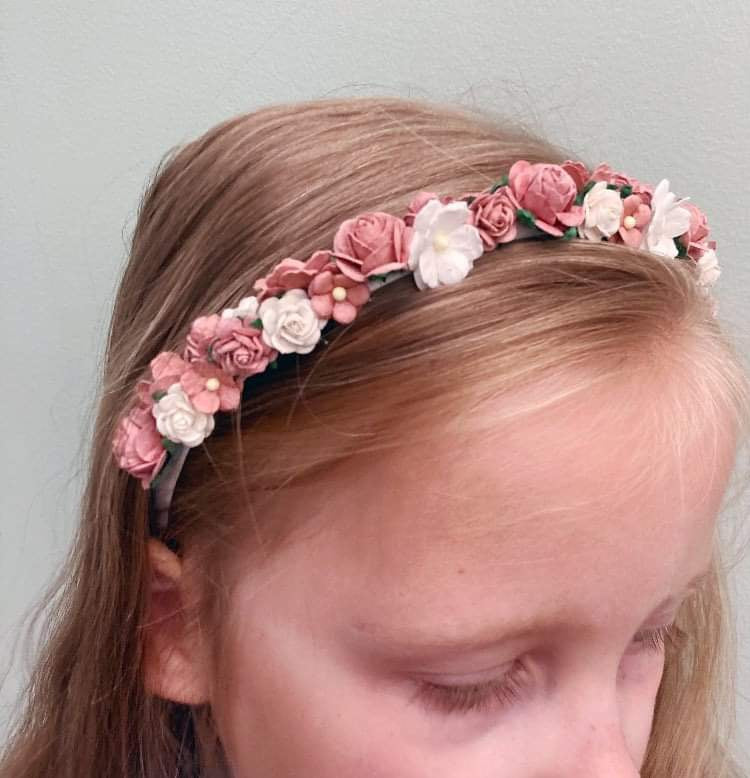 Dusky Pink and Ivory Flower Girl headband