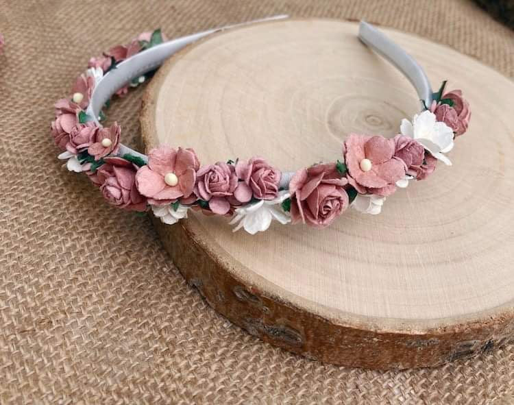 Dusky Pink and Ivory Flower Girl headband