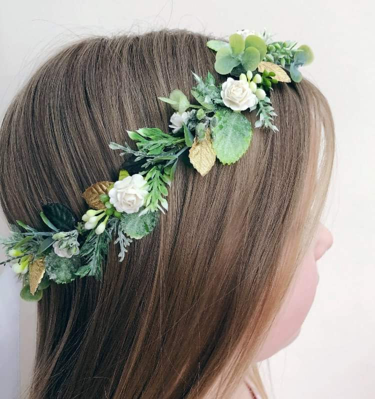 Ivory and Gold Flower Crown