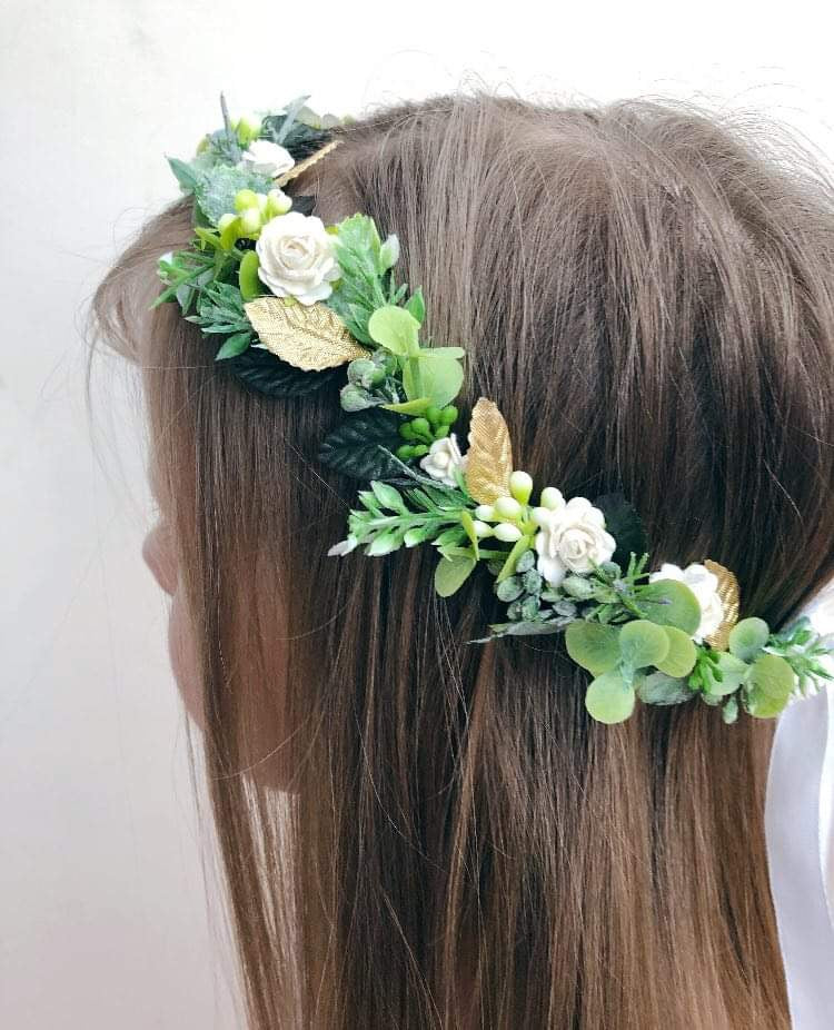 Ivory and Gold Flower Crown