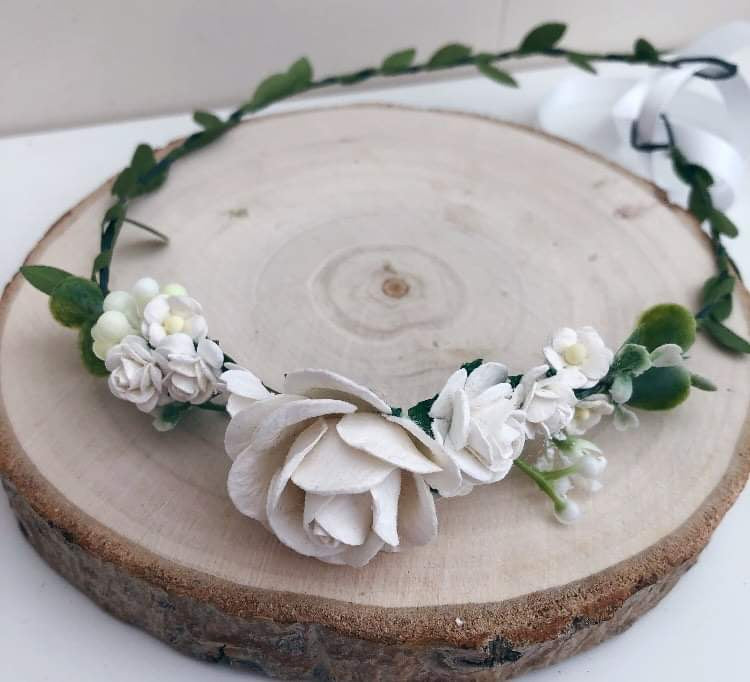 Ivory White Flower Crown