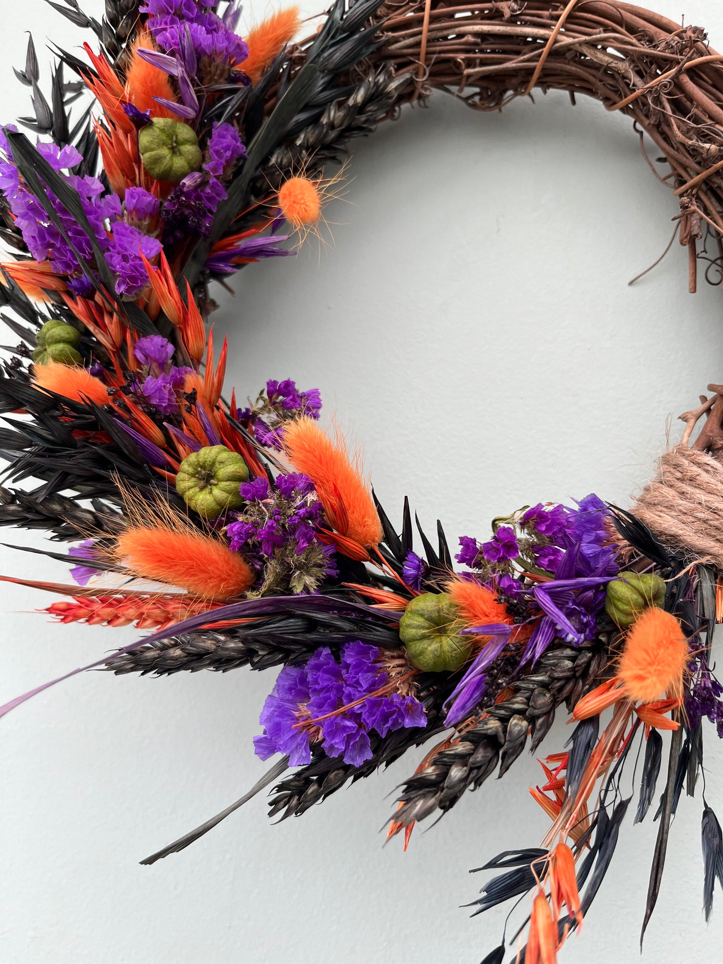 Halloween Dried Flower Wreath with Pumpkins