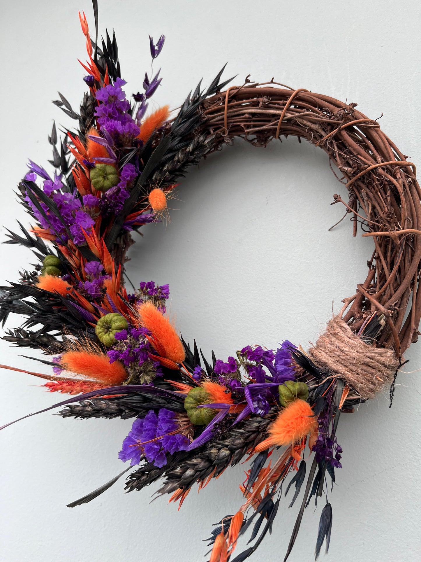 Halloween Dried Flower Wreath with Pumpkins
