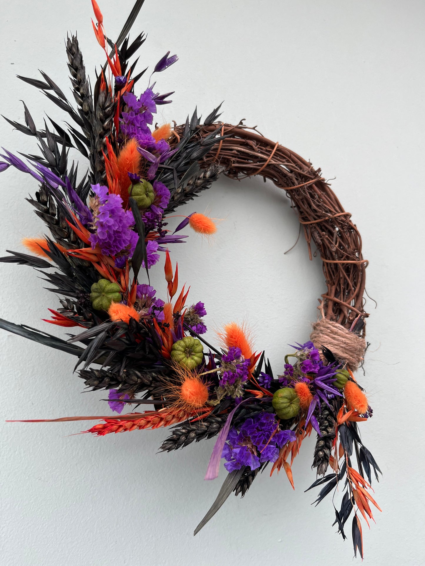 Halloween Dried Flower Wreath with Pumpkins