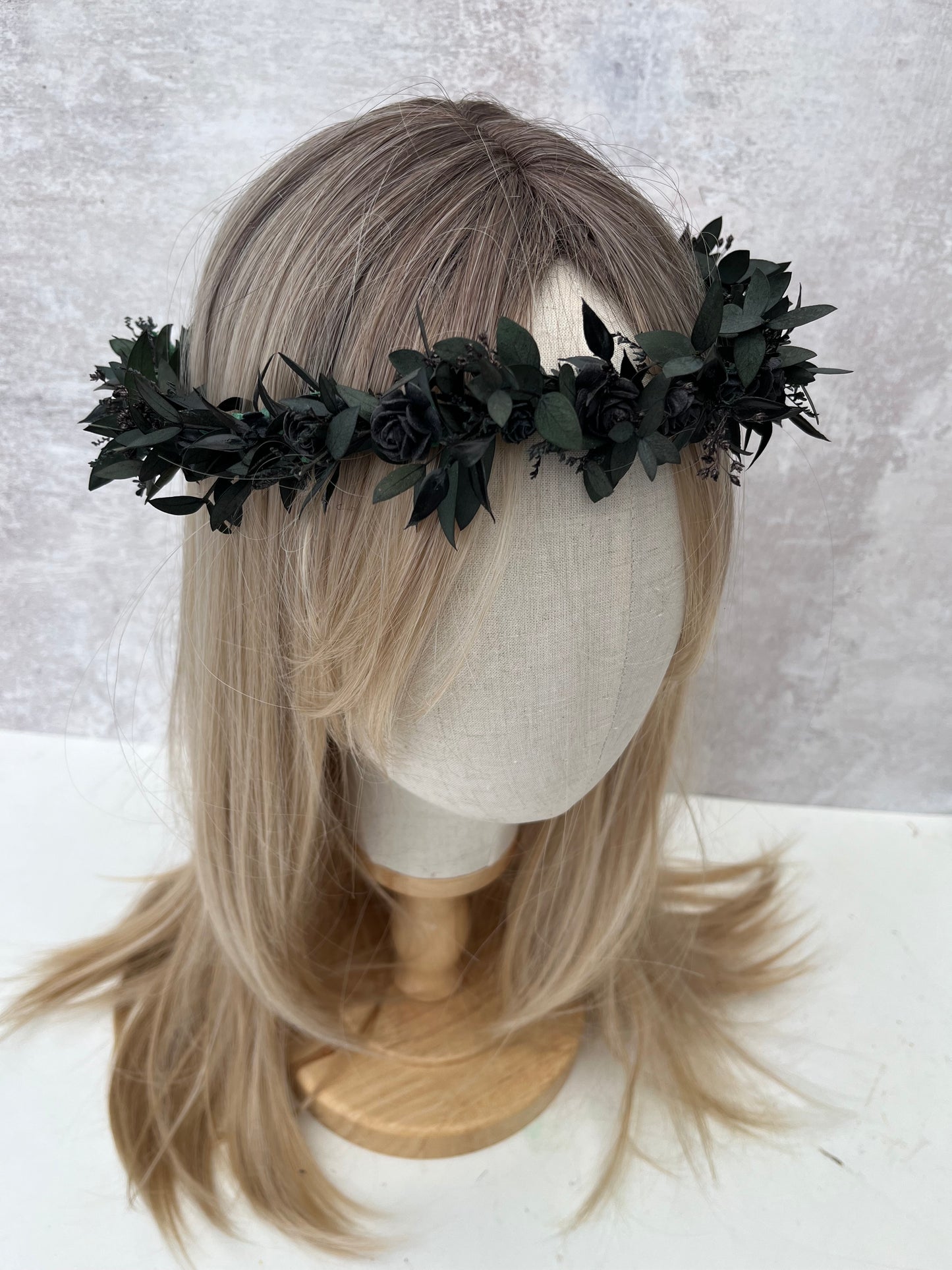 Gothic Black Dried Flower Crown