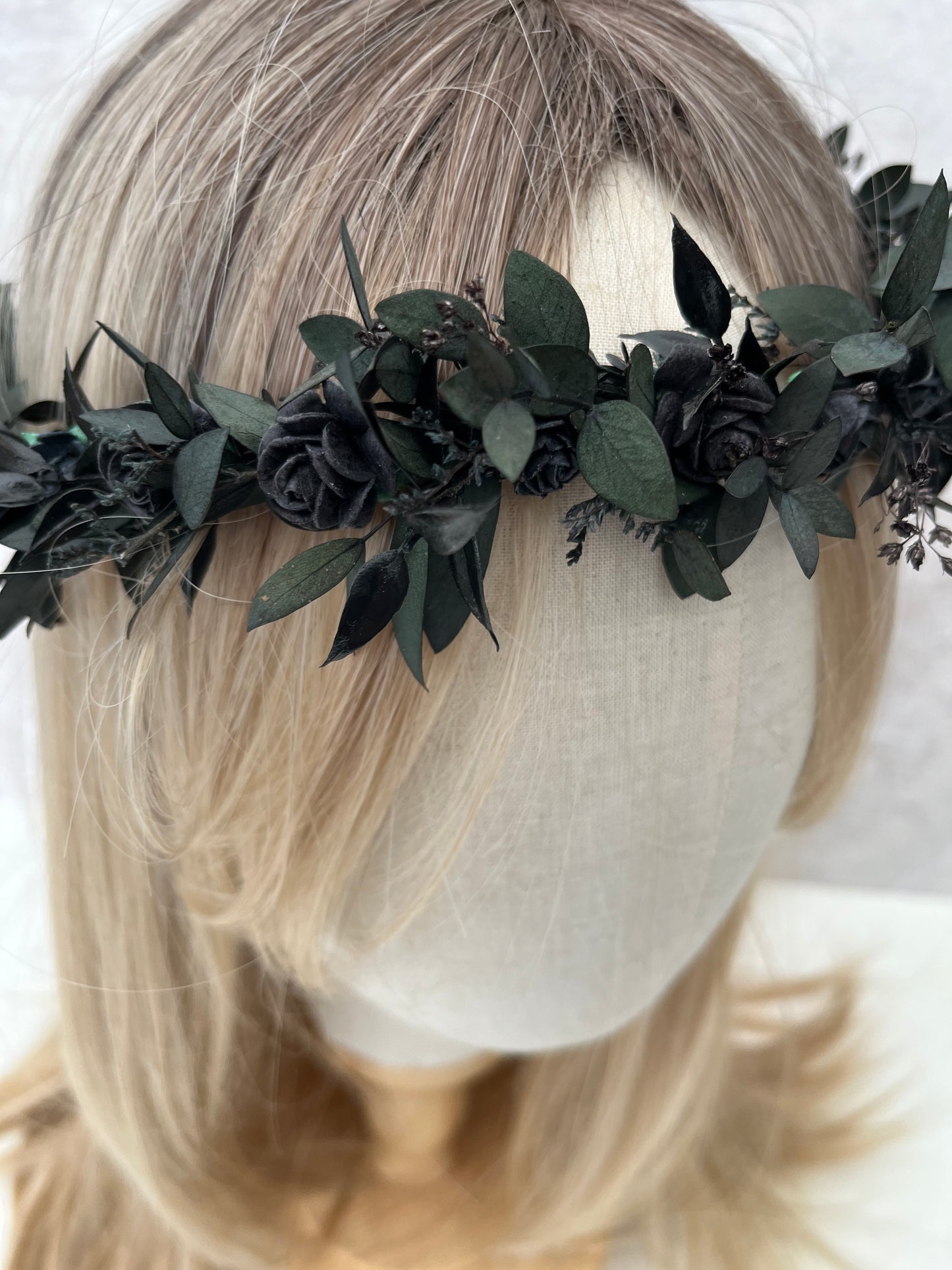 Gothic Black Dried Flower Crown