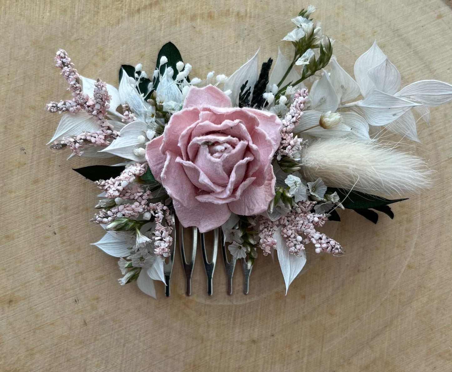 Baby Pale Pink Dried Flower Hair Comb