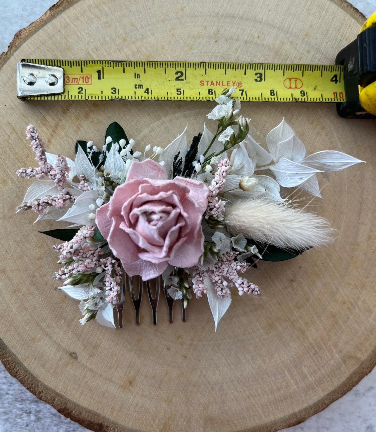Baby Pale Pink Dried Flower Hair Comb