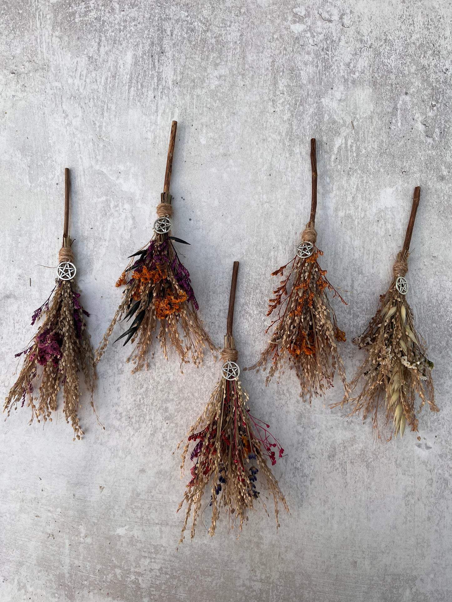 Mini dried flower broomstick