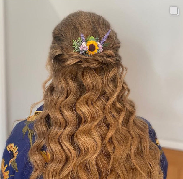 Sunflower And Lavender Hair Comb