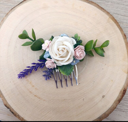 Ivory flower hair comb
