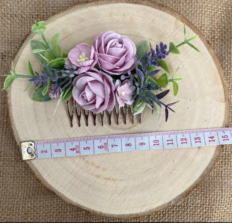 Shades Of Lilac and Lavender Flower Hair Comb