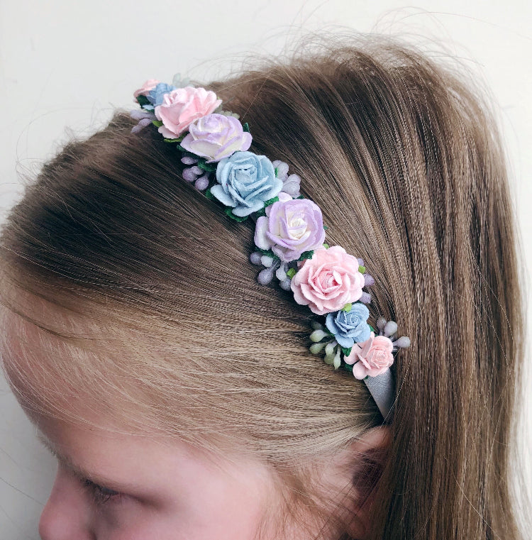 Pastel flower girl headband