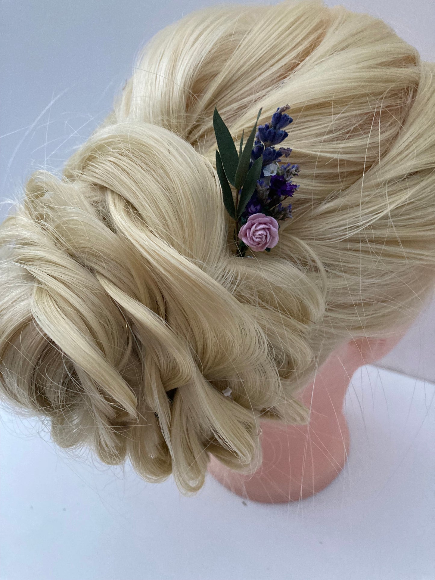 Lilac and Dried Eucalyptus Flower Hair Pins