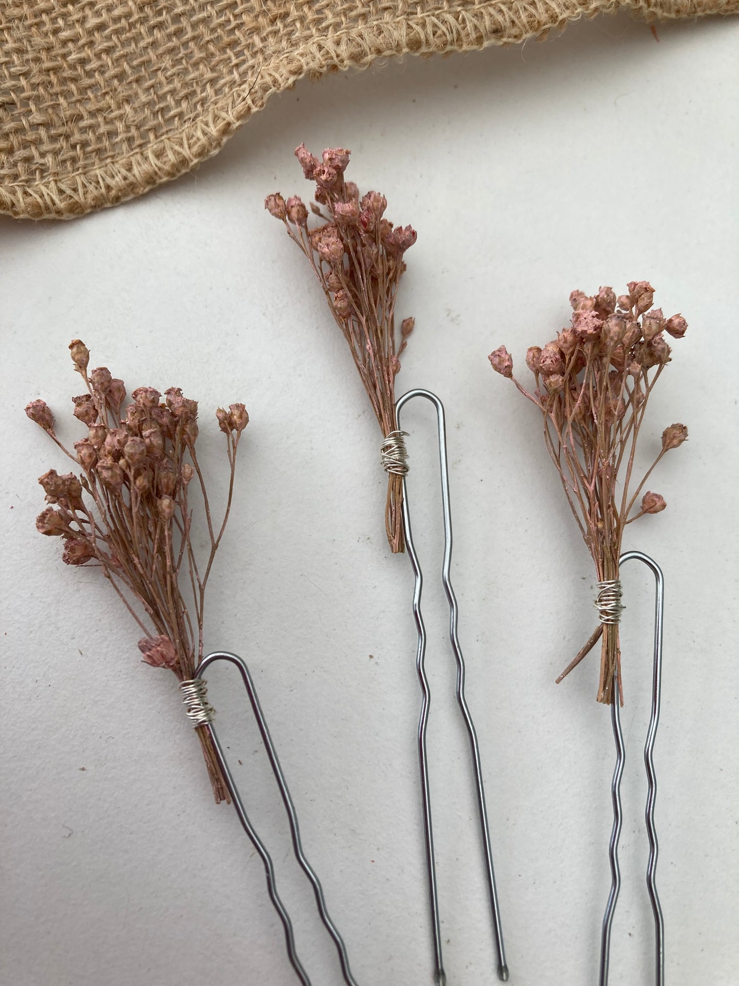 Pink Dried Flower Hair Pins