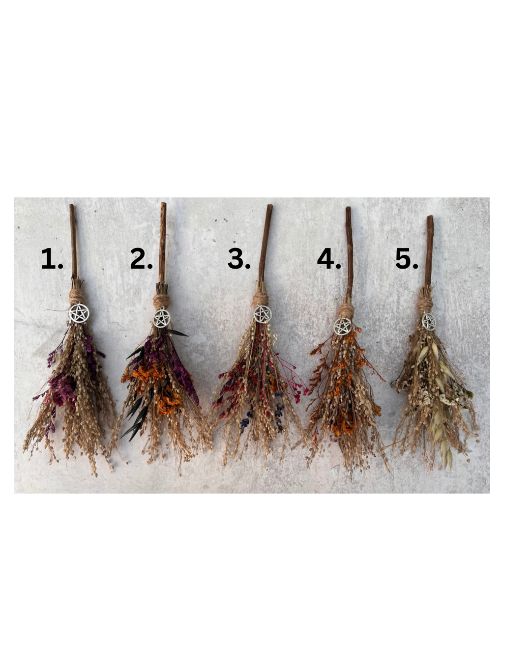 Mini dried flower broomstick