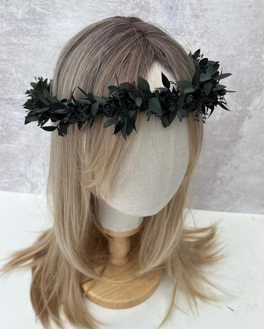 Gothic Black Dried Flower Crown