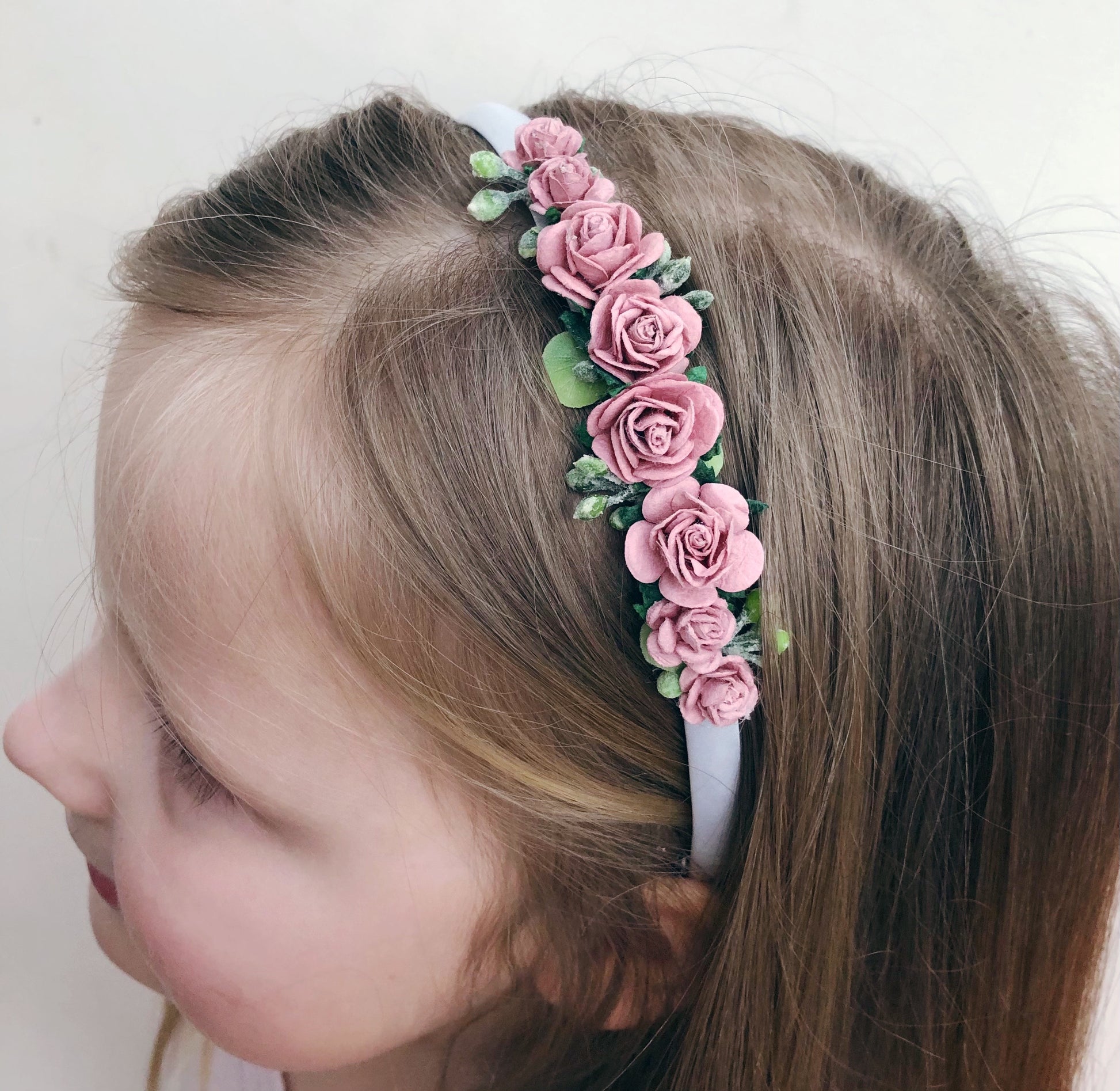 Dusky pink Flower girl headband 