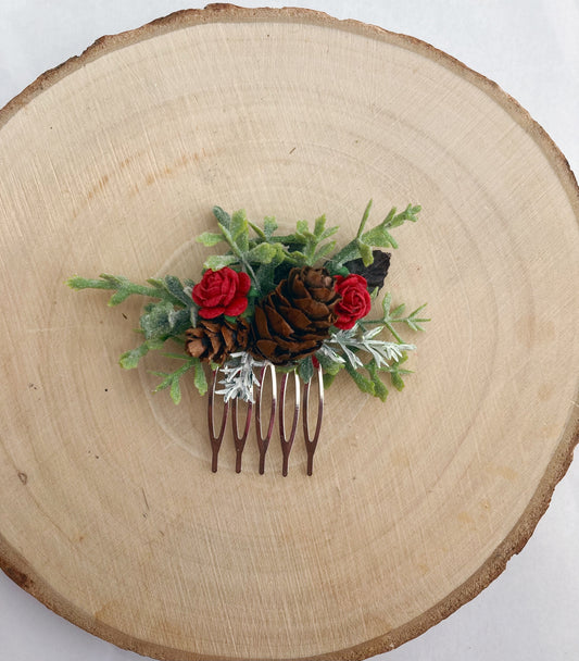 Christmas flower hair comb 