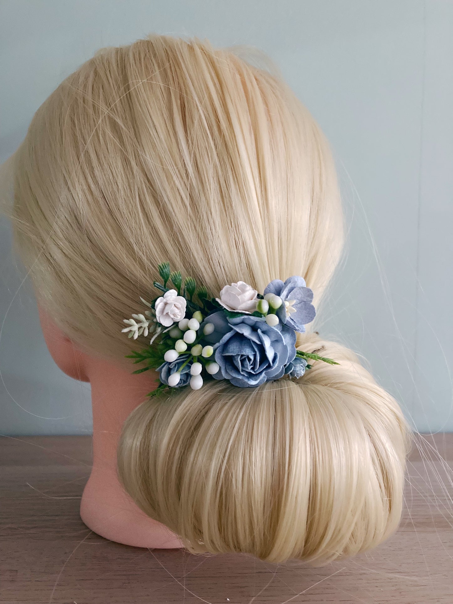 Dusty Blue Flower Hair Comb