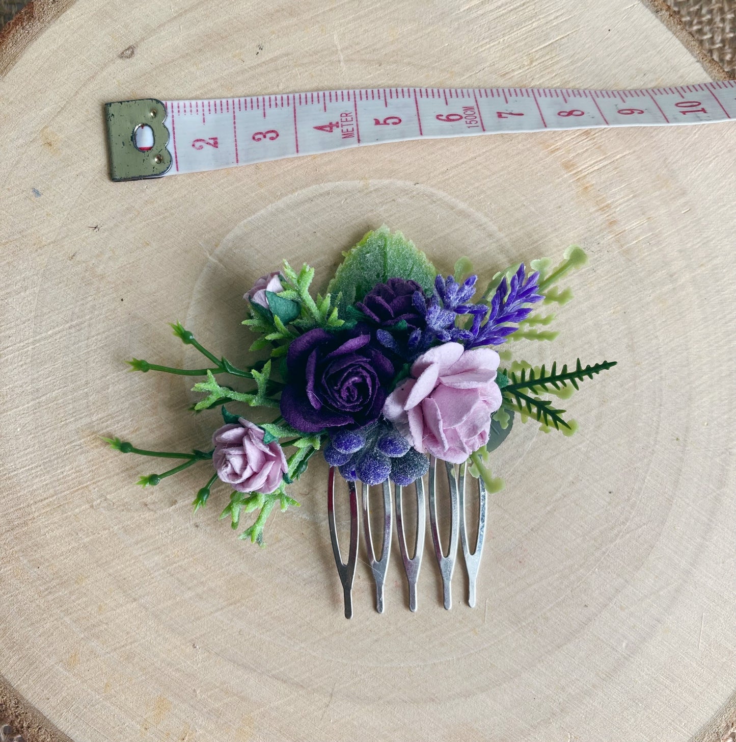 Purple And Lilac Flower Hair Comb